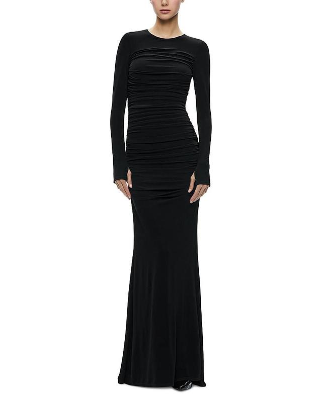 Alice and Olivia Katherina Ruched Long Sleeve Gown Product Image