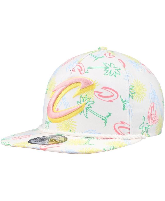 New Era Mens White Cleveland Cavaliers Palm Trees and Waves Golfer Adjustable Hat Product Image