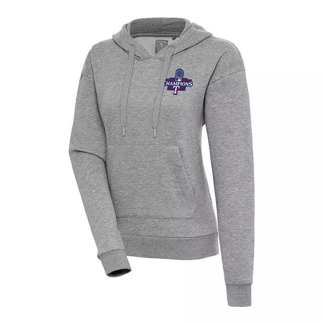 Womens Antigua Heather Gray Texas Rangers 2023 World Series Champions Victory Pullover Hoodie Product Image