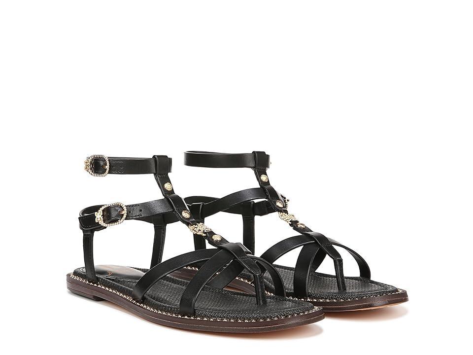 Sam Edelman Talya Leather Strappy Gladiator Logo Charm Stud Detail Thong Sandals Product Image