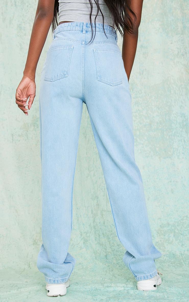 Tall Light Blue Wash Seam Detail Straight Jeans Product Image