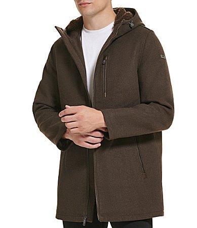 Kenneth Cole New York Long Sleeve Hooded Wool Blend Coat Product Image