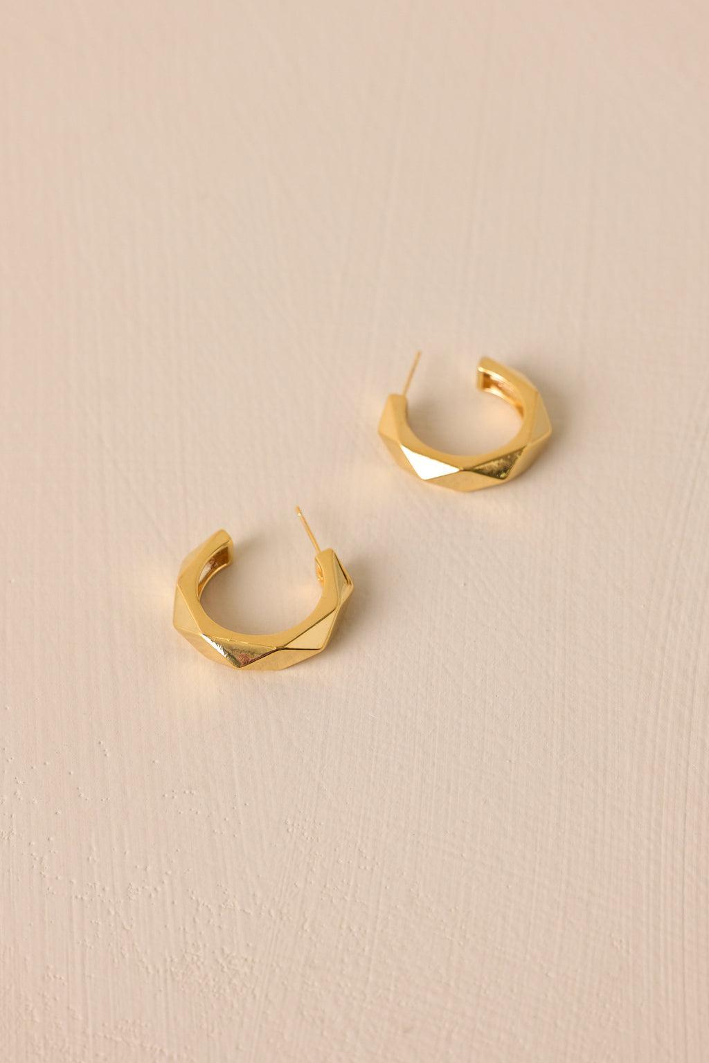 Lustrous Charm Gold Geometric Hoop Earrings Product Image