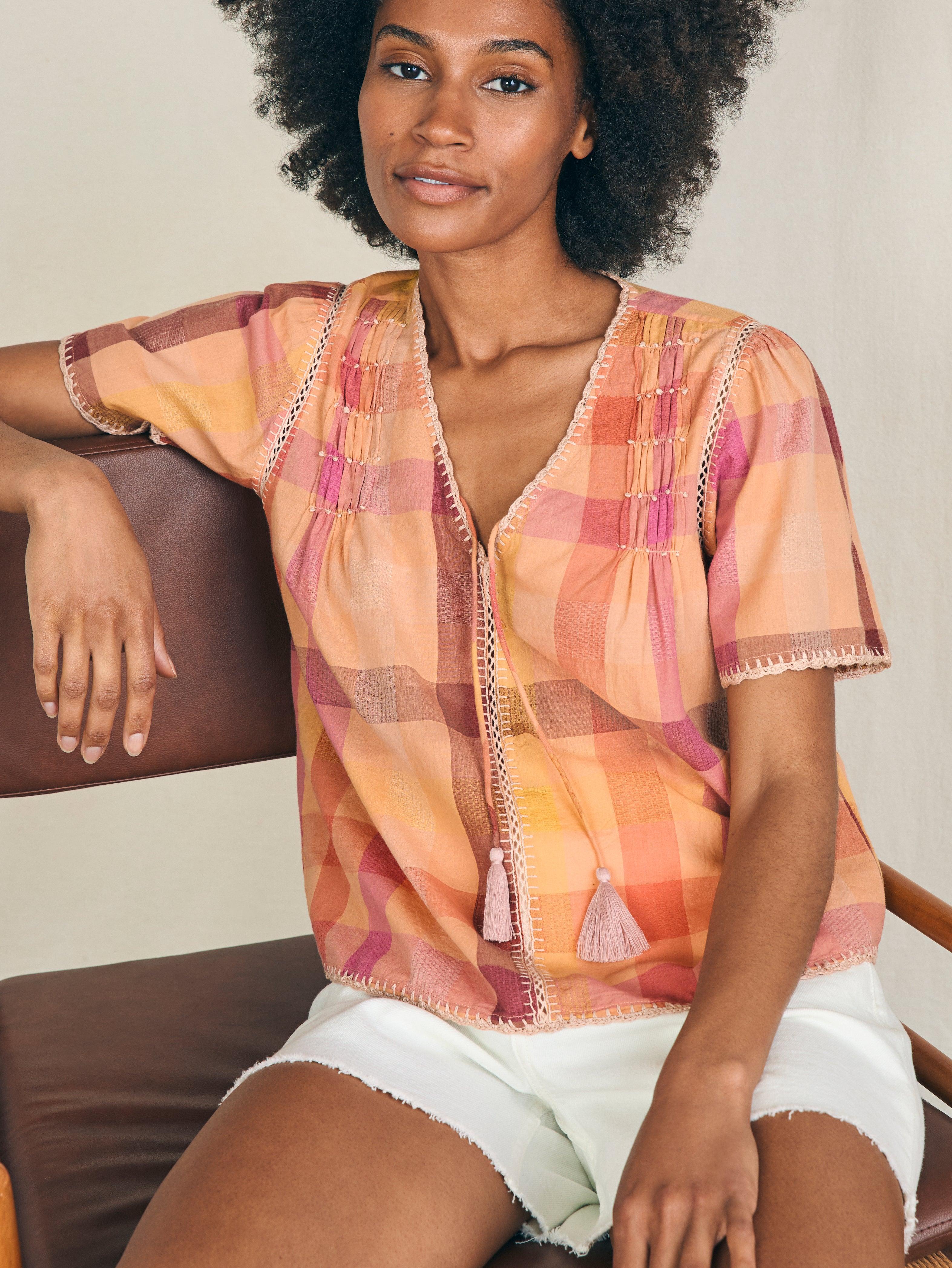 Margate Top - Sunset Desert Plaid Female Product Image