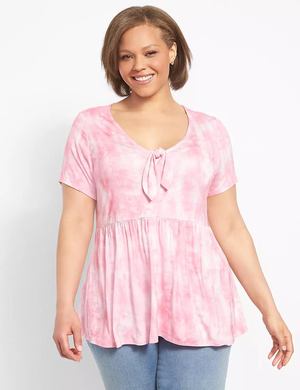 Classic Cap-Sleeve V-Neck Babydoll Shirt product image