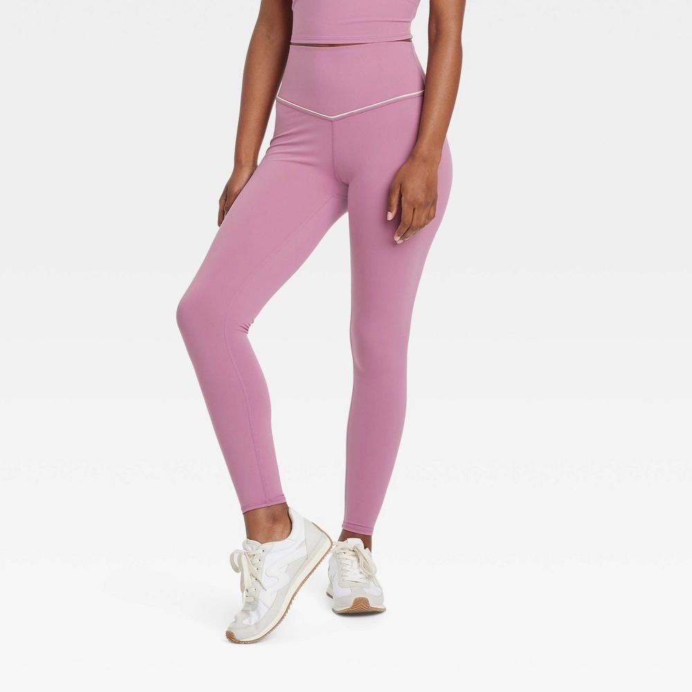 Womens High Rise Tipped 7/8 Leggings - JoyLab Mauve XL Product Image