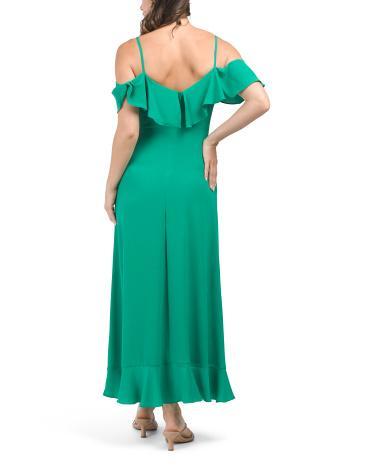 Cold Shoulder Ruffle Wrap Midi Dress for Women Product Image