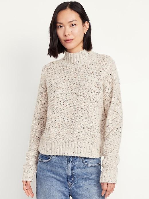 Mock-Neck Crop Sweater Product Image