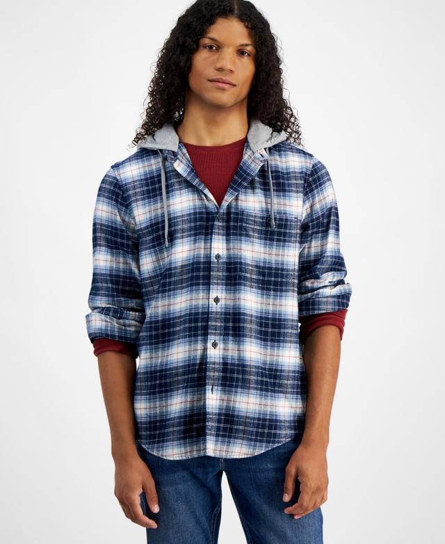 Sun + Stone Mens Nils Hooded Plaid Shirt, Created for Macys Product Image