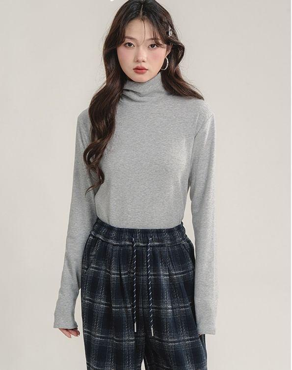 Long-Sleeve Turtleneck Plain Top Product Image