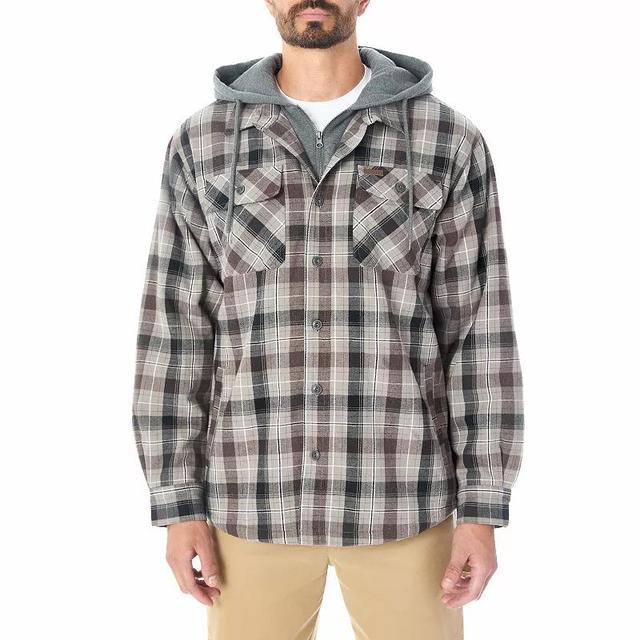 Mens Smiths Workwear Plaid Flannel Hooded Layered Shirt Jacket Product Image