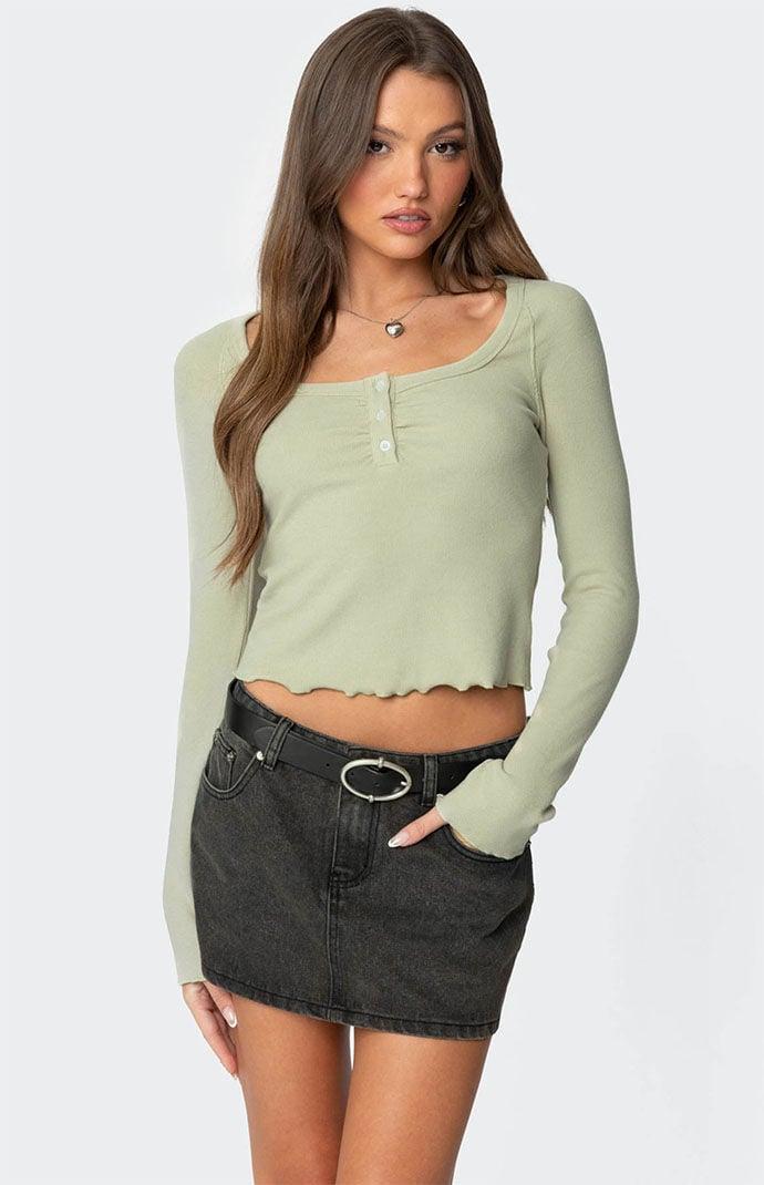 Edikted Womens Jayde Ribbed Henley Top Product Image