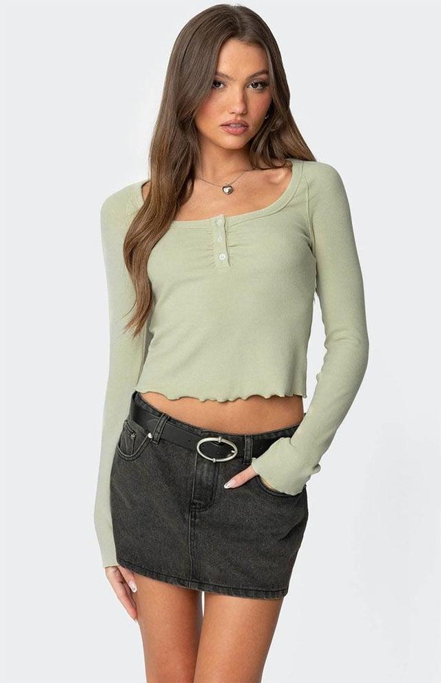 Edikted Women's Jayde Ribbed Henley Top Product Image