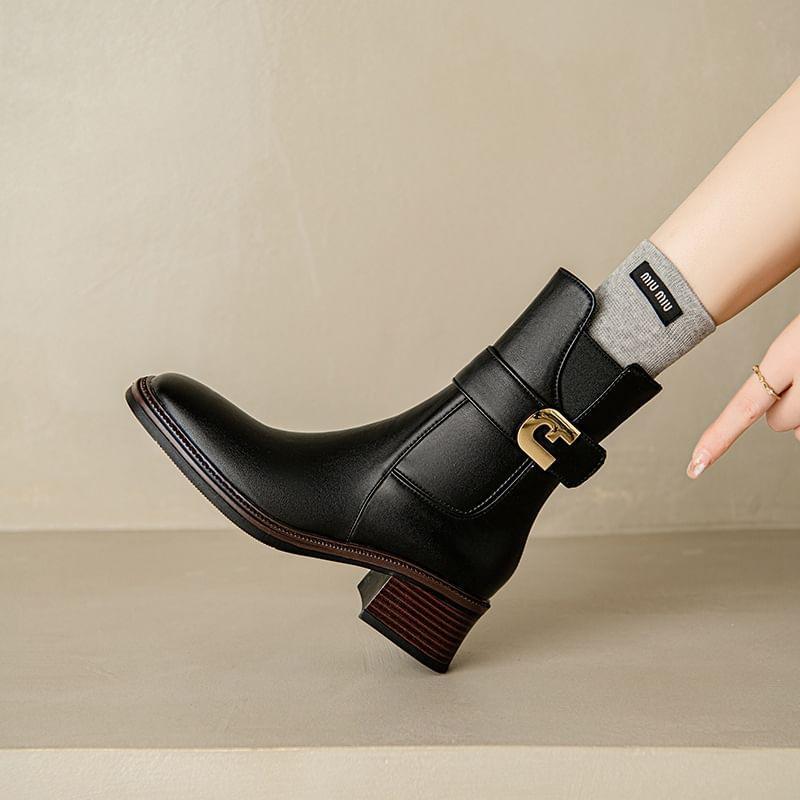 Chunky Heel Buckled Short Boots product image