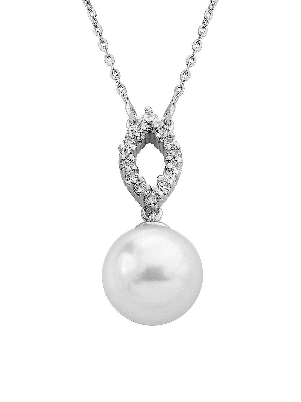 Womens Lilit Rhodium-Plate, Crystal & Faux Pearl Pendant Necklace Product Image