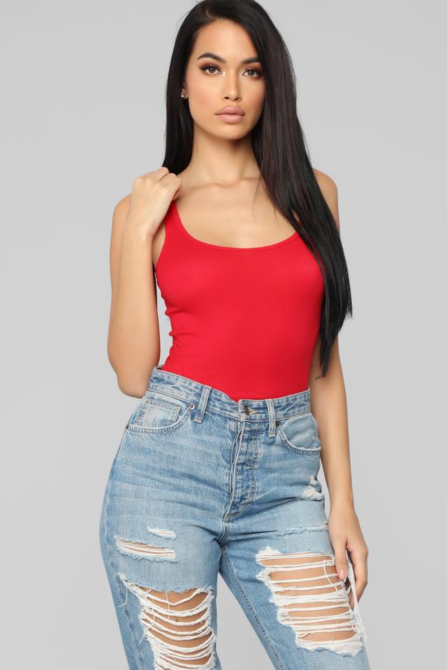 Zoey Racer Back Tank - Red Product Image