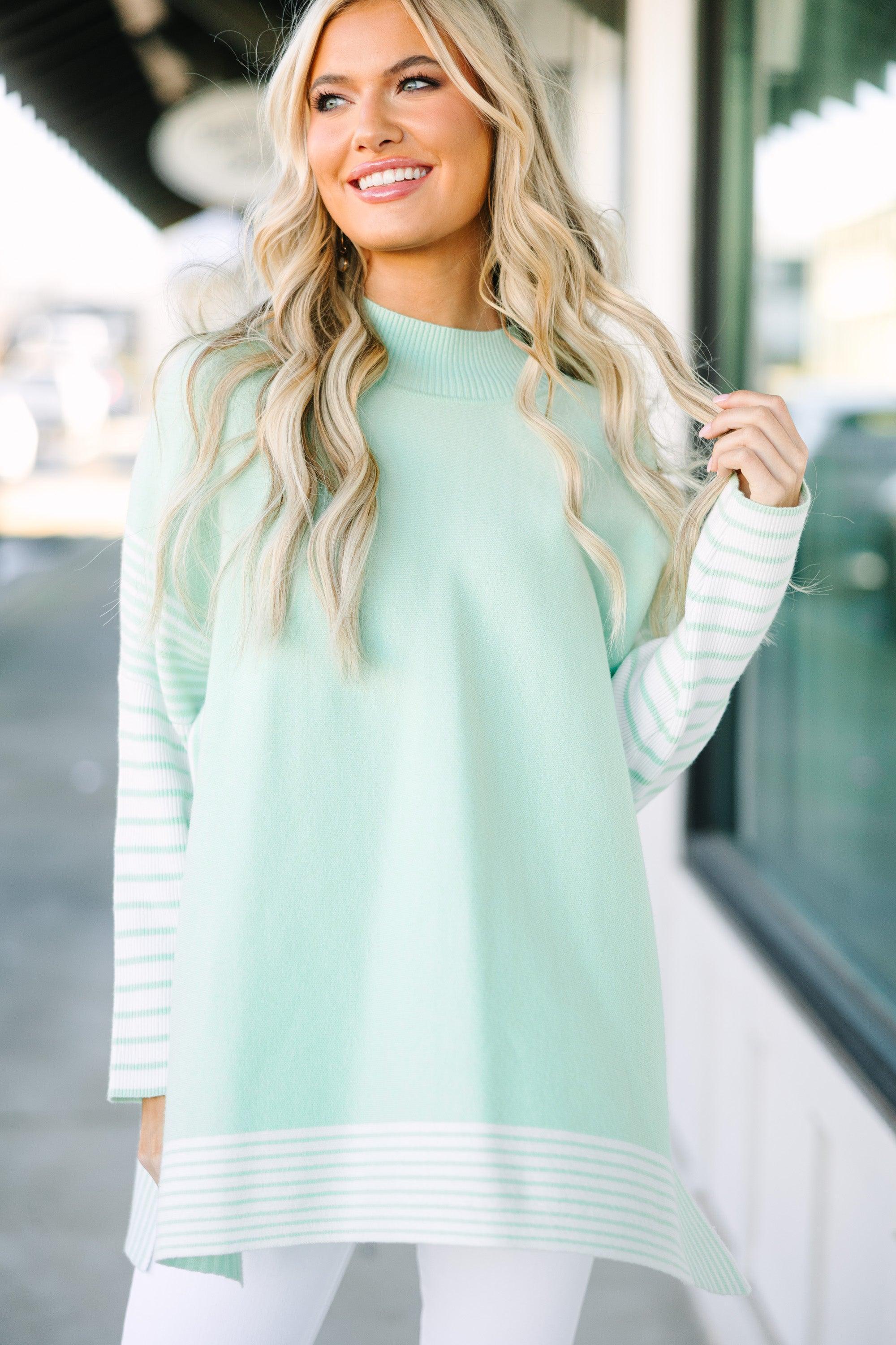 All In Sage Green Striped Tunic Female Product Image