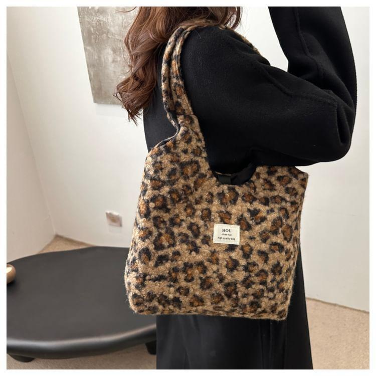 Leopard Print Applique Tote Bag Product Image