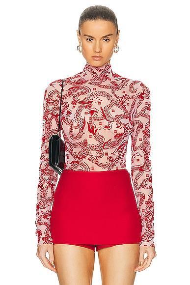 Givenchy Jacquard Turtleneck Bodysuit Top in Pink Product Image