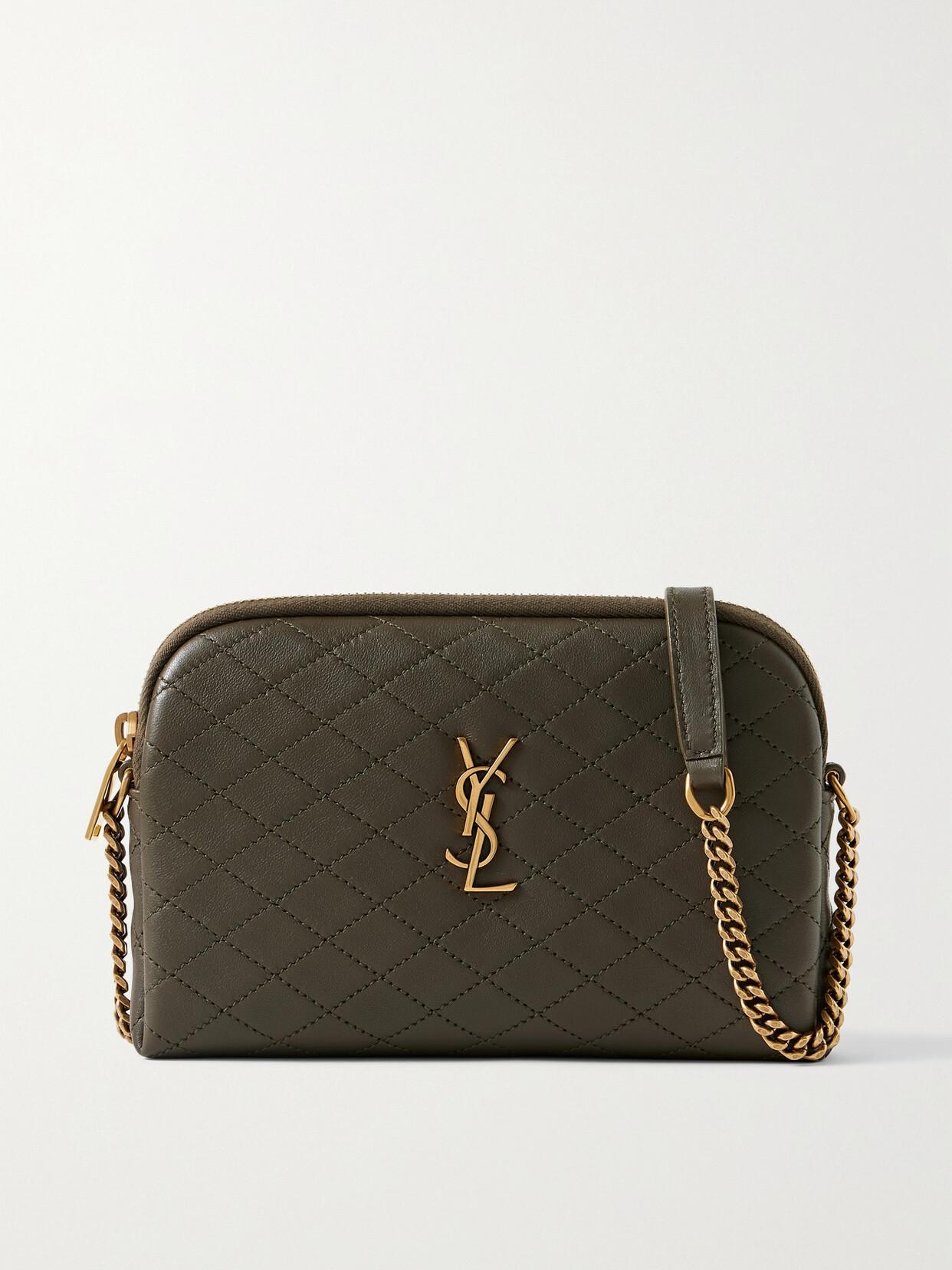 SAINT LAURENT Gaby Quilted Leather Shoulder Bag In Green Product Image