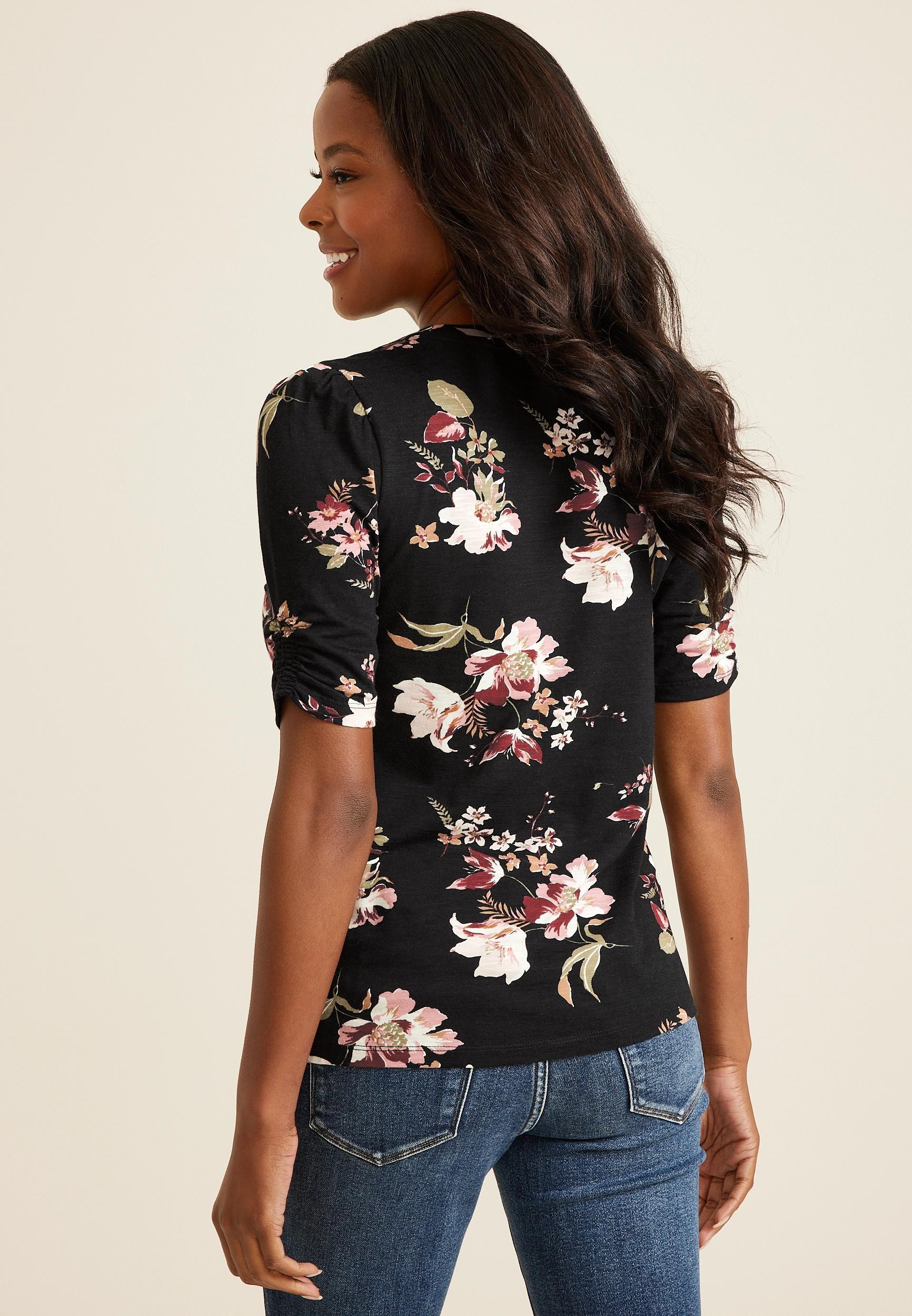 Maurices Womens X Small Size Parktown Floral Puff Sleeve Top Product Image