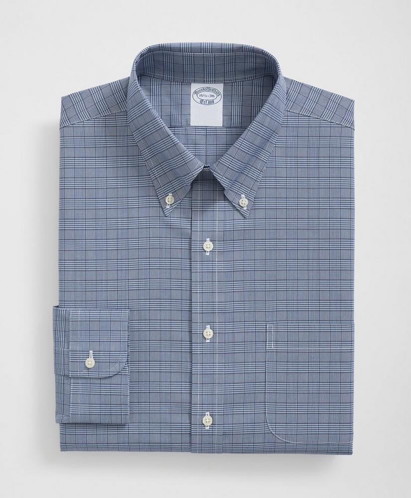 Big & Tall Stretch Supima® Cotton Non-Iron Pinpoint Oxford Polo Button Down Collar, Glen Check Dress Shirt Product Image