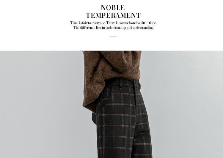 High Rise Plaid Cropped Straight Leg Pants Product Image