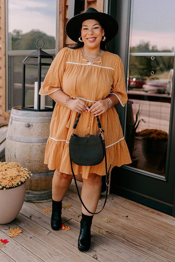 Simply Lovely Tiered Mini Dress in Mustard Curves Product Image