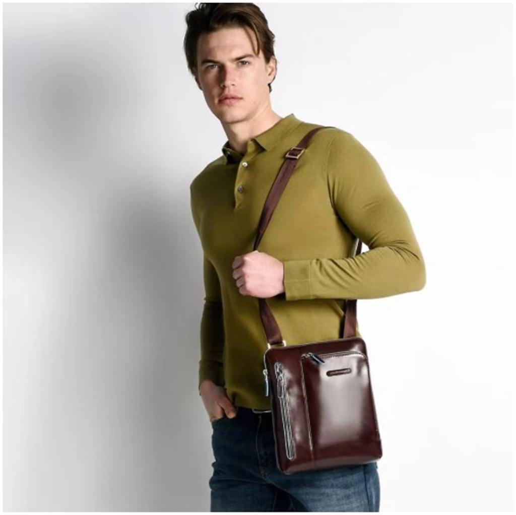 PIQUADRO Brown Ipad Bag With Pocket In Black Product Image