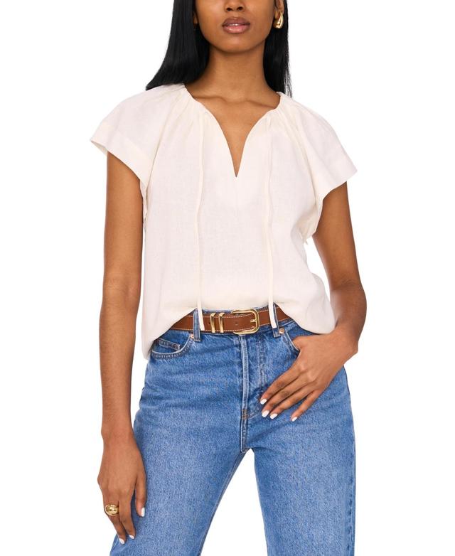 1.state Womens Split-Neck Flutter Sleeve Top Product Image