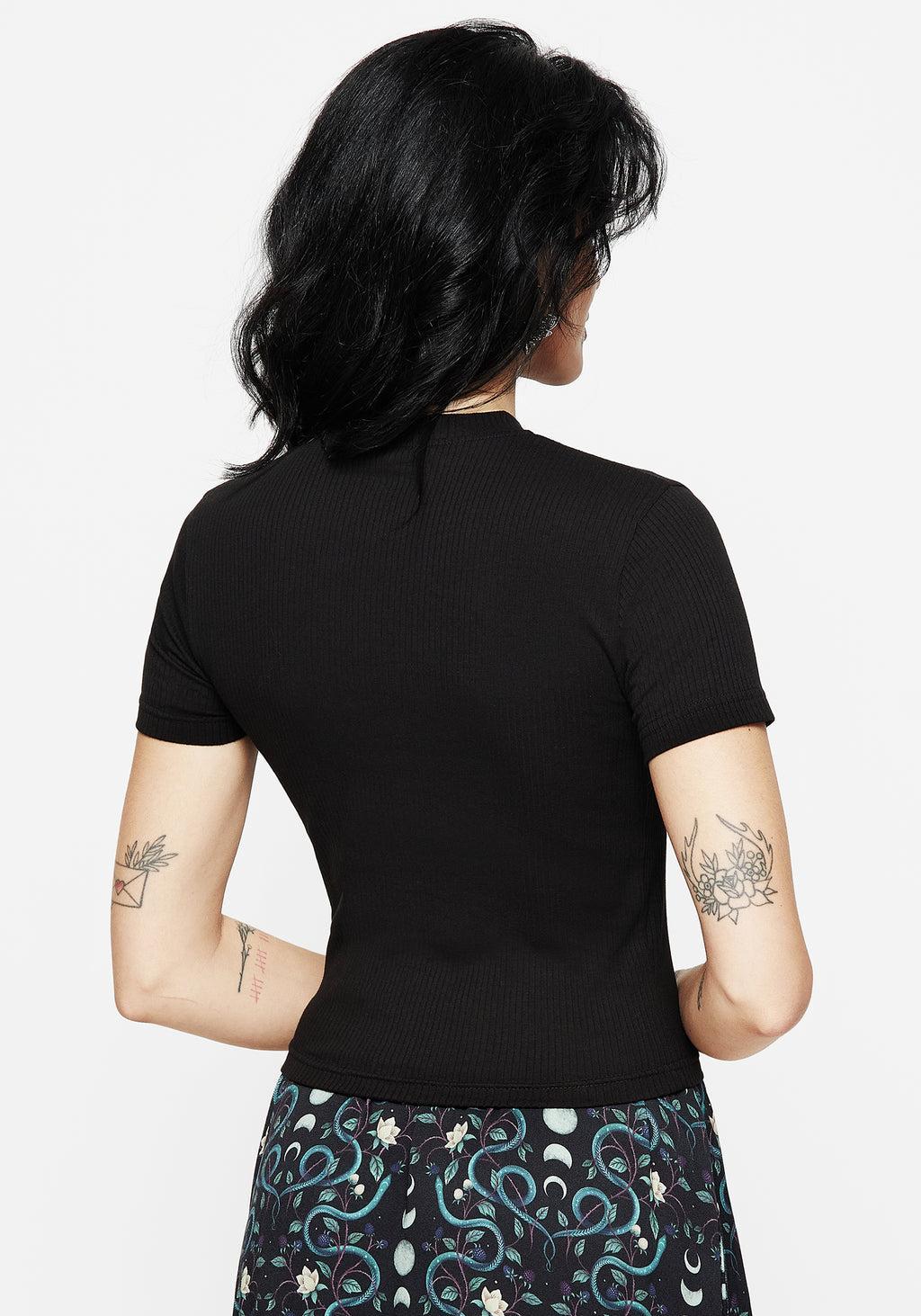 Eternal Night Rib Embroidered Crop Top Product Image