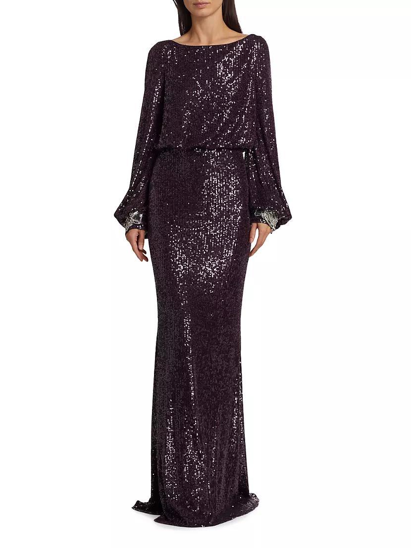 Sequined Bateau Neck Blouson Gown Product Image