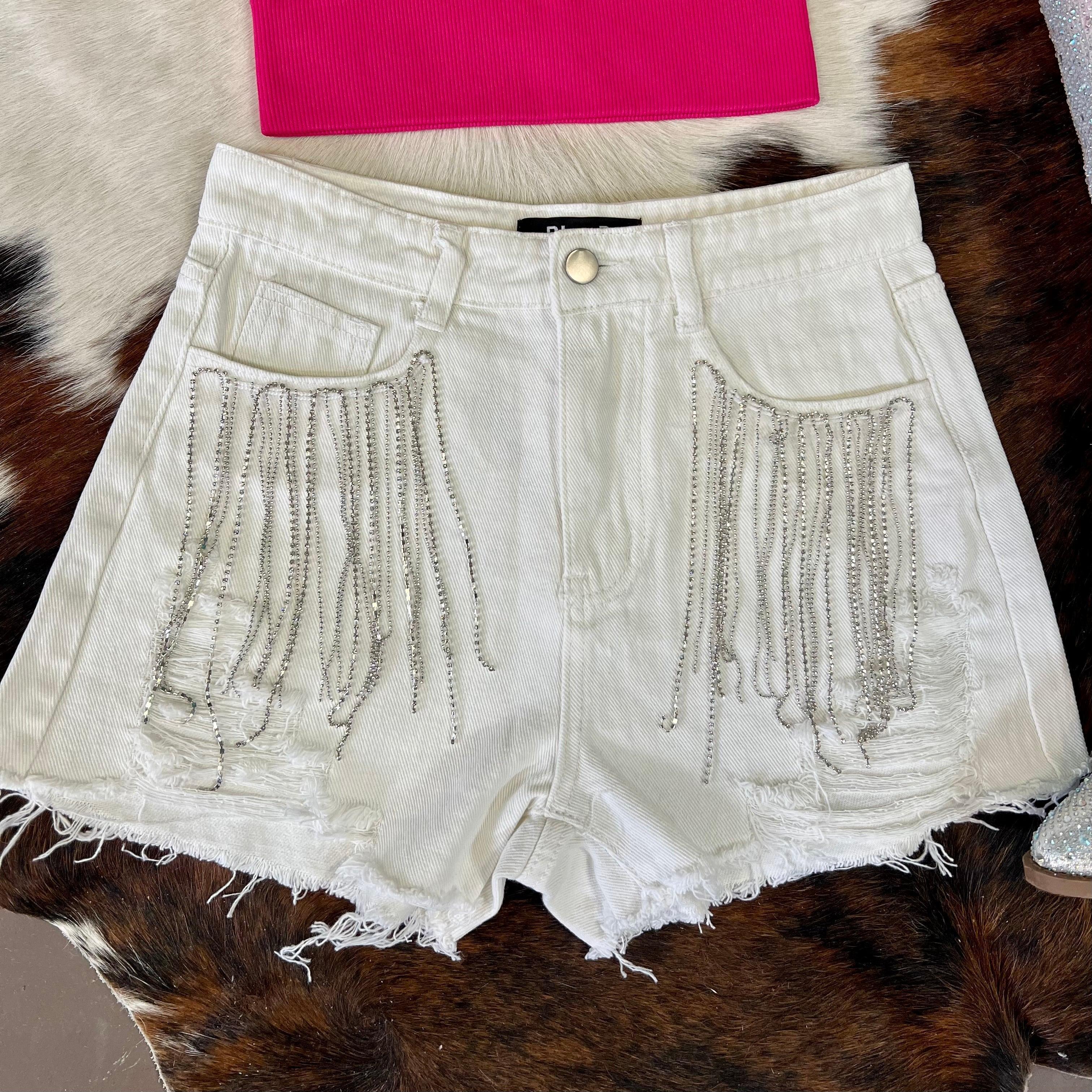 Finalist Round Rhinestone Shorts White* Product Image