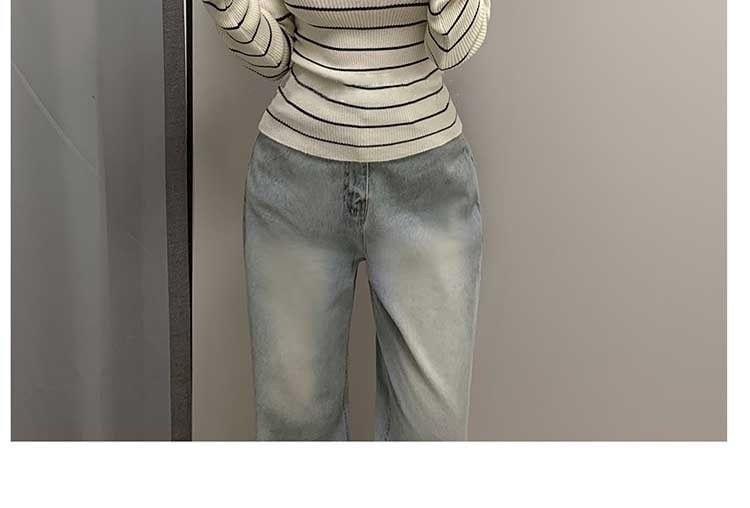 Cold-Shoulder Striped Ribbed Sweater Product Image