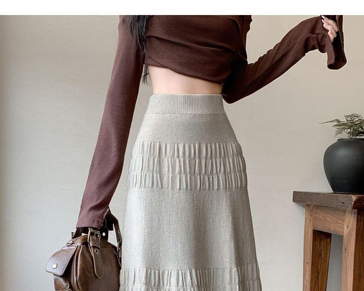 High Rise Knit Maxi A-Line Skirt Product Image