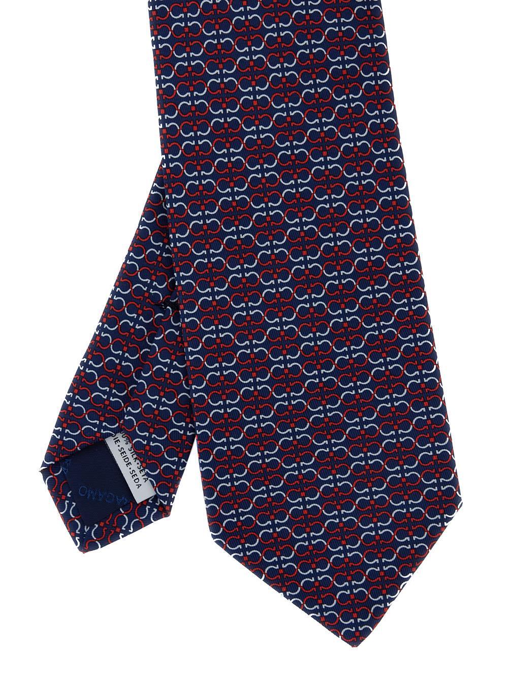 FERRAGAMO Multicolor Tie With All-over Print In Silk Man Product Image