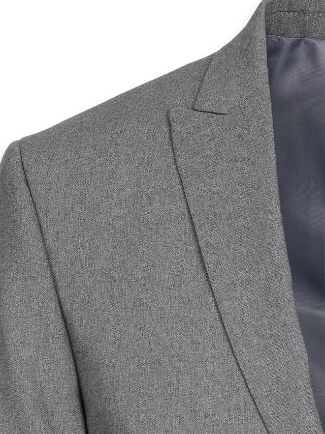 Tailored Fit Essential Wool Peak Lapel Suit Jacket - Grey Product Image