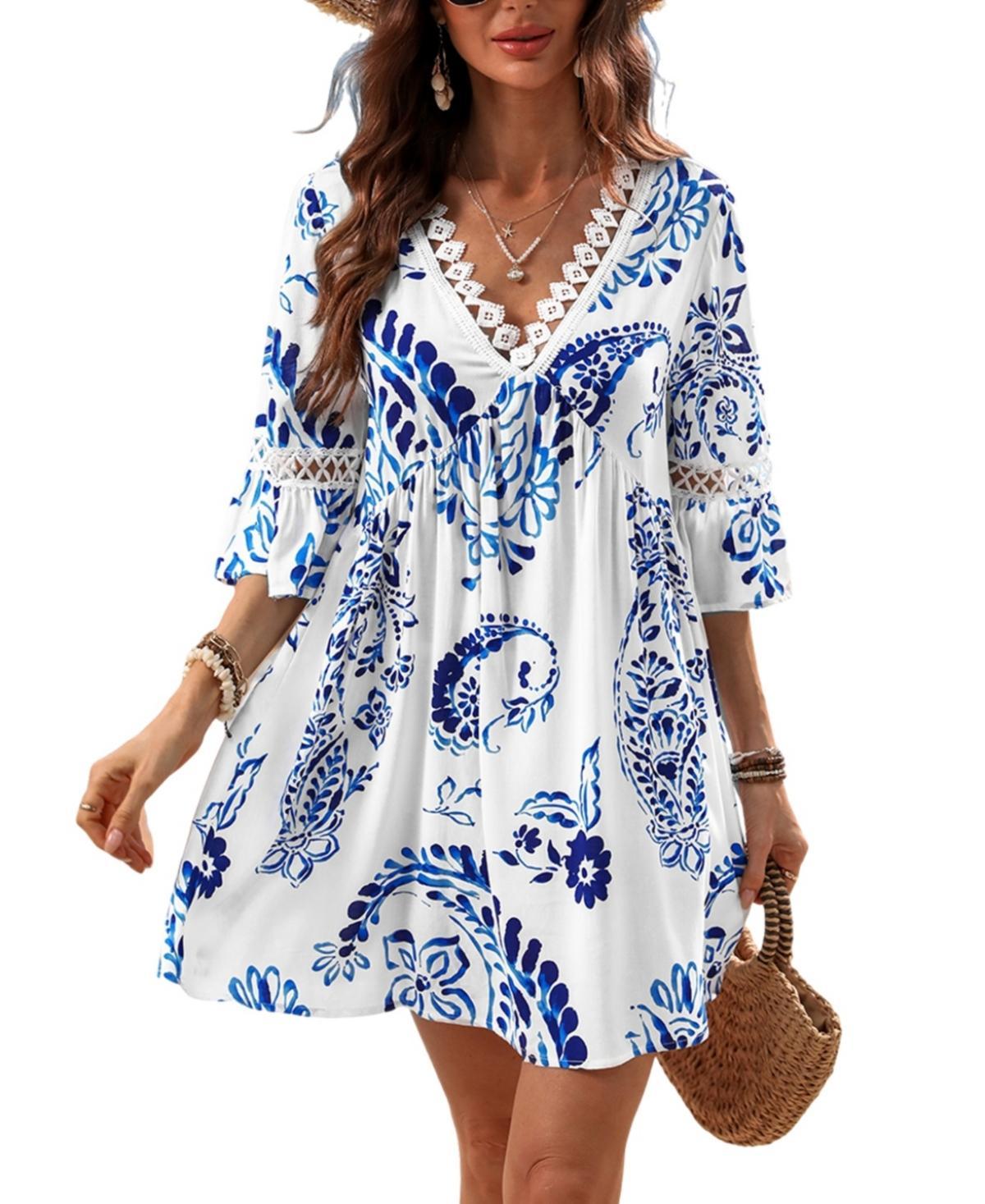 Women's Floral Paisley Print Lace Beach Dress Product Image