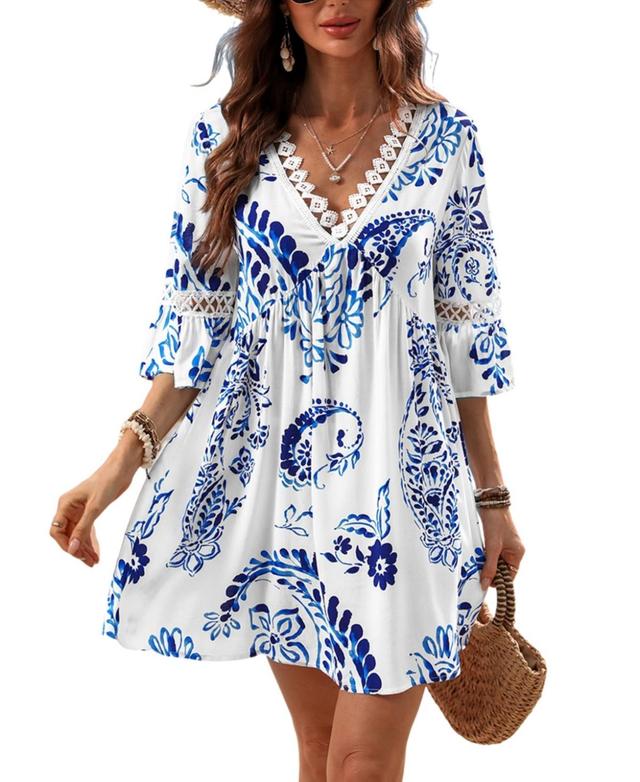 Women's Floral Paisley Print Lace Beach Dress Product Image