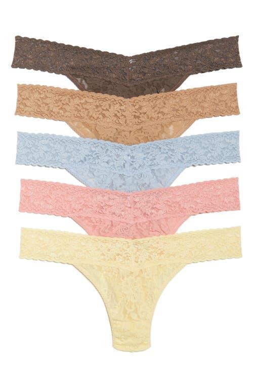 Hanky Panky Womens Signature Lace Original Thong 5 Pack - TemptingTurquoise Product Image