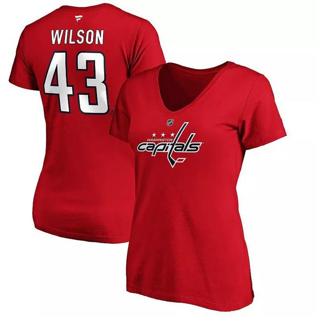 Womens Fanatics Branded Tom Wilson Washington Capitals Authentic Stack Name and Number V-Neck T-Shirt Product Image