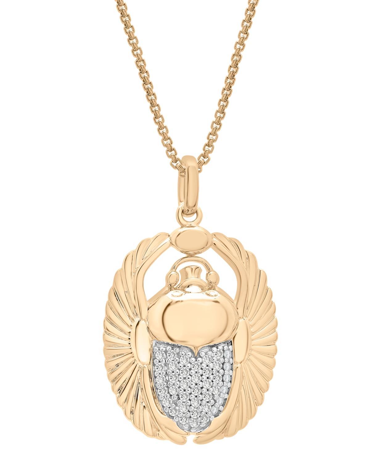 Mens Diamond Scarab 22 Pendant Necklace (1/4 ct. t.w.) in 14k Gold-Plated Sterling Silver Product Image