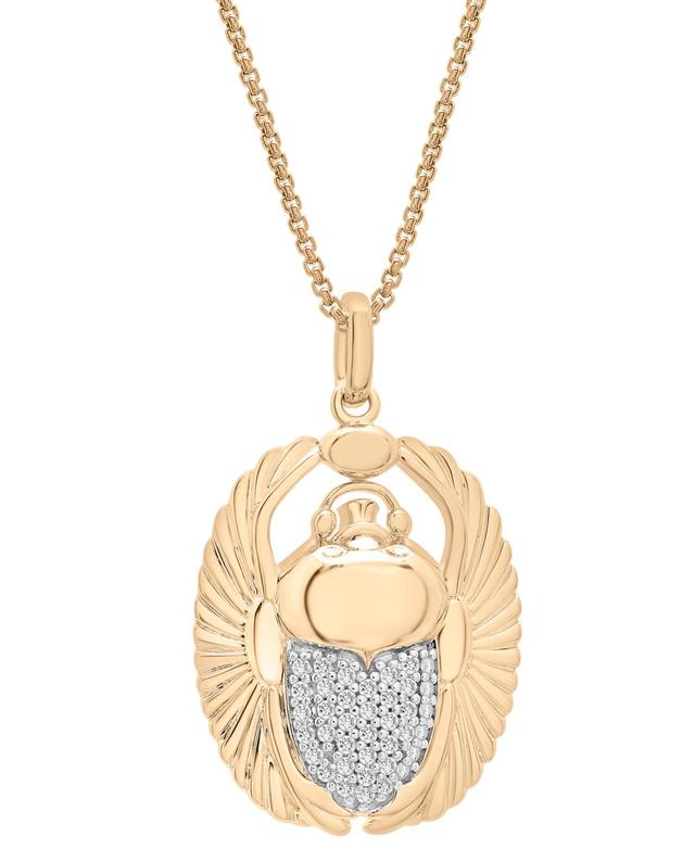 Mens Diamond Scarab 22 Pendant Necklace (1/4 ct. t.w.) in 14k Gold-Plated Sterling Silver Product Image