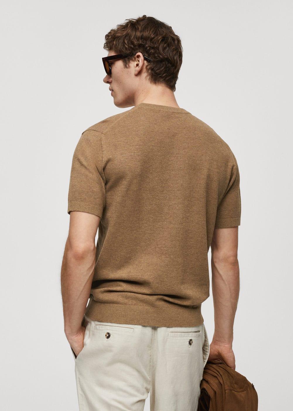 MANGO MAN - Structured cotton knit t-shirt medium brownMen Product Image