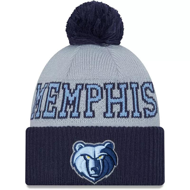 Mens New Era Navy Memphis Grizzlies Tip-Off Two-Tone Cuffed Knit Hat with Pom - Navy Product Image