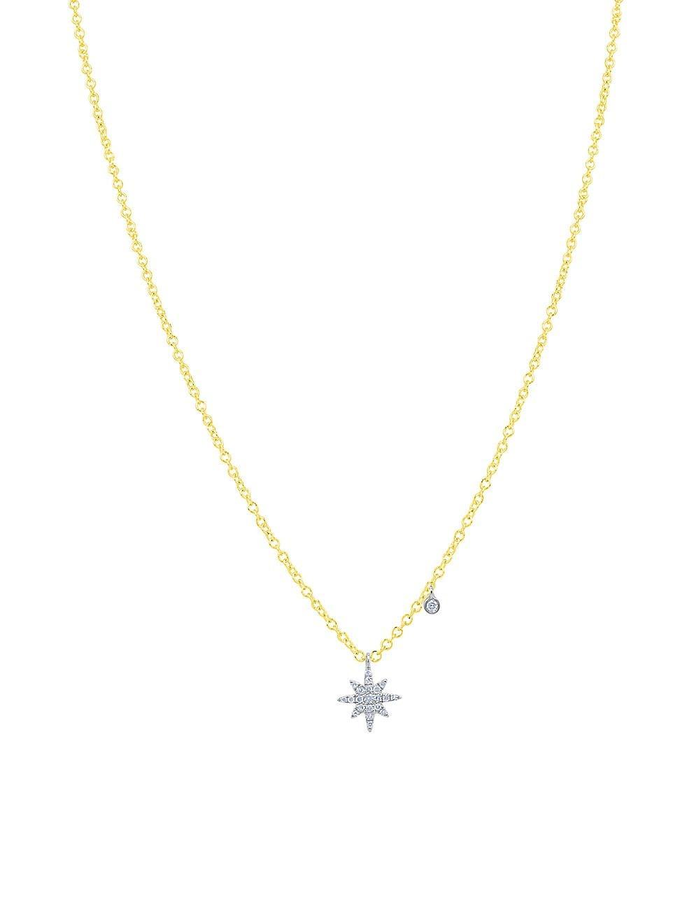 Womens Mini Starburst Two-Tone 14K Gold & .06 TCW Diamonds Pendant Necklace Product Image