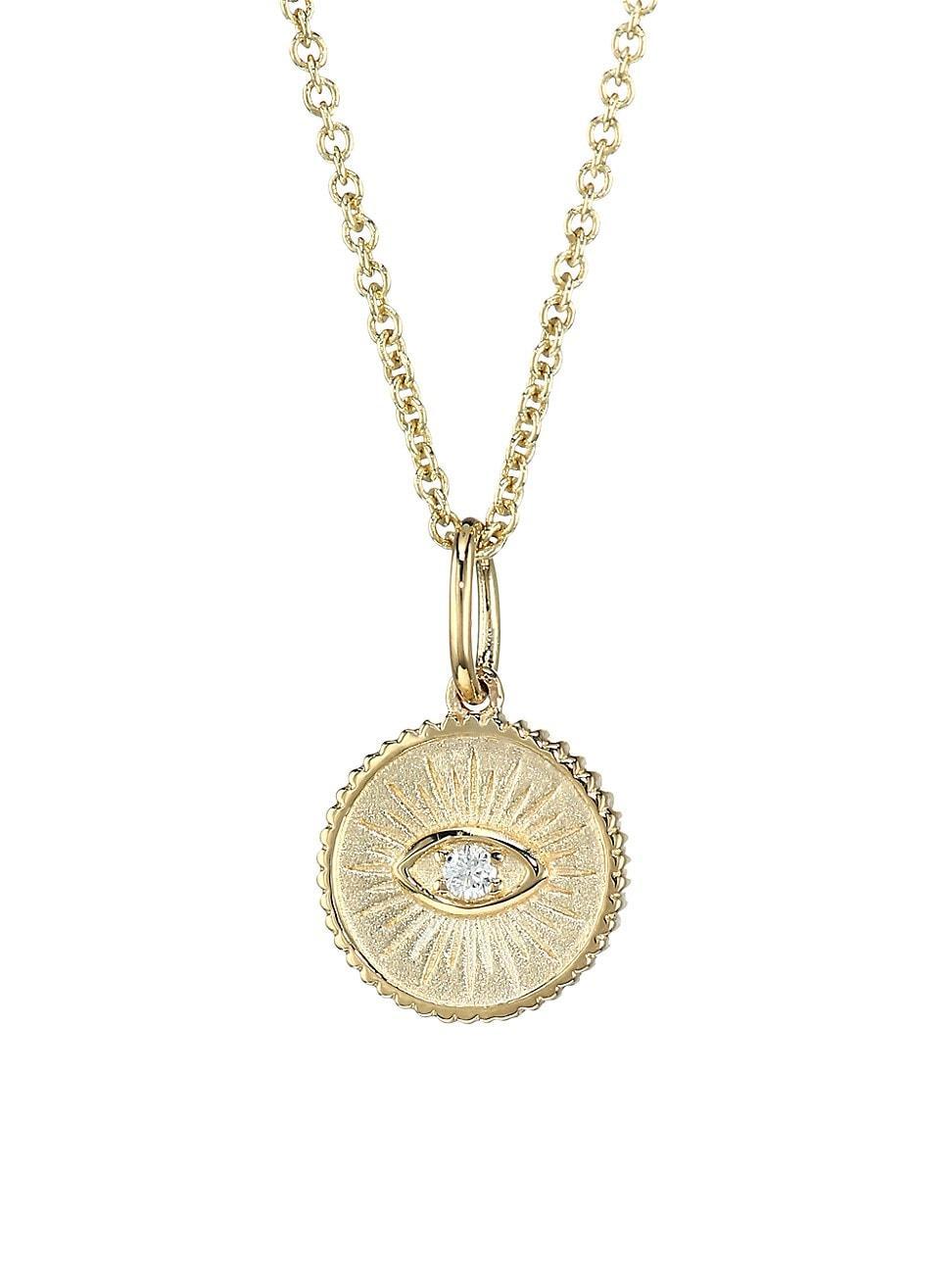 Sydney Evan 14k Diamond Evil Eye Coin Necklace - GOLD Product Image