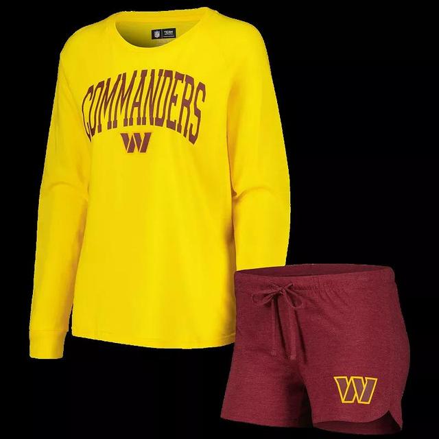 Womens Concepts Sport Burgundy/Gold Washington Commanders Raglan Long Sleeve T-Shirt & Shorts Lounge Set Product Image