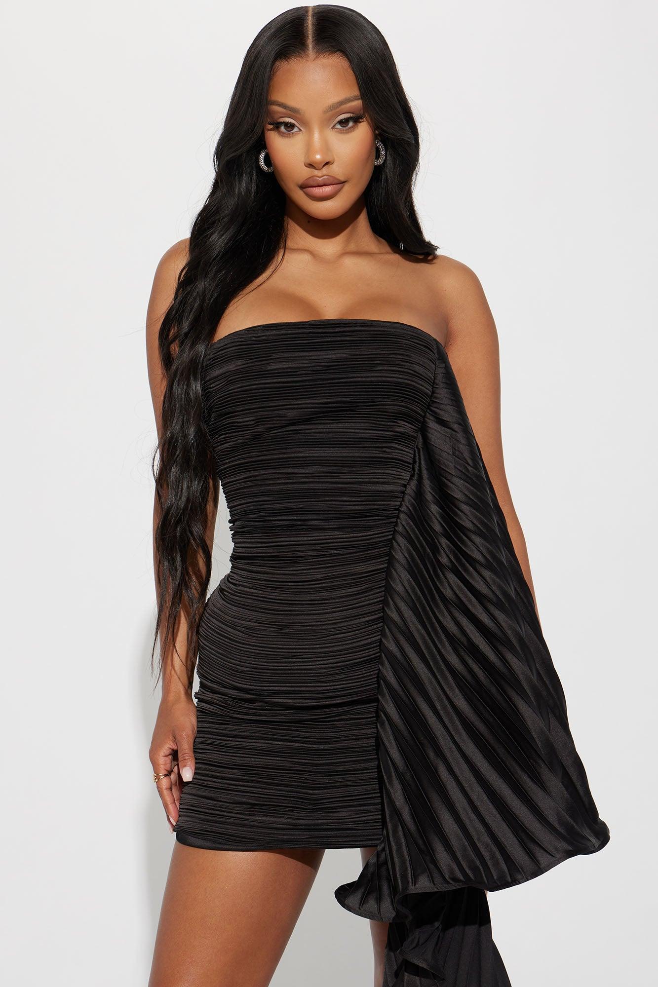 Angel Aura Pleated Mini Dress - Black Product Image