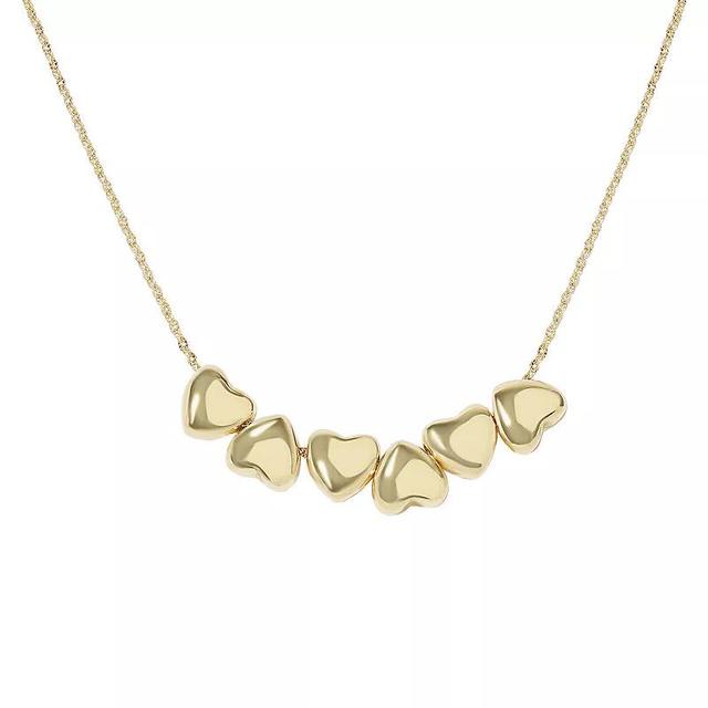 LC Lauren Conrad Puffy Heart Charms Necklace, Womens, Gold Product Image